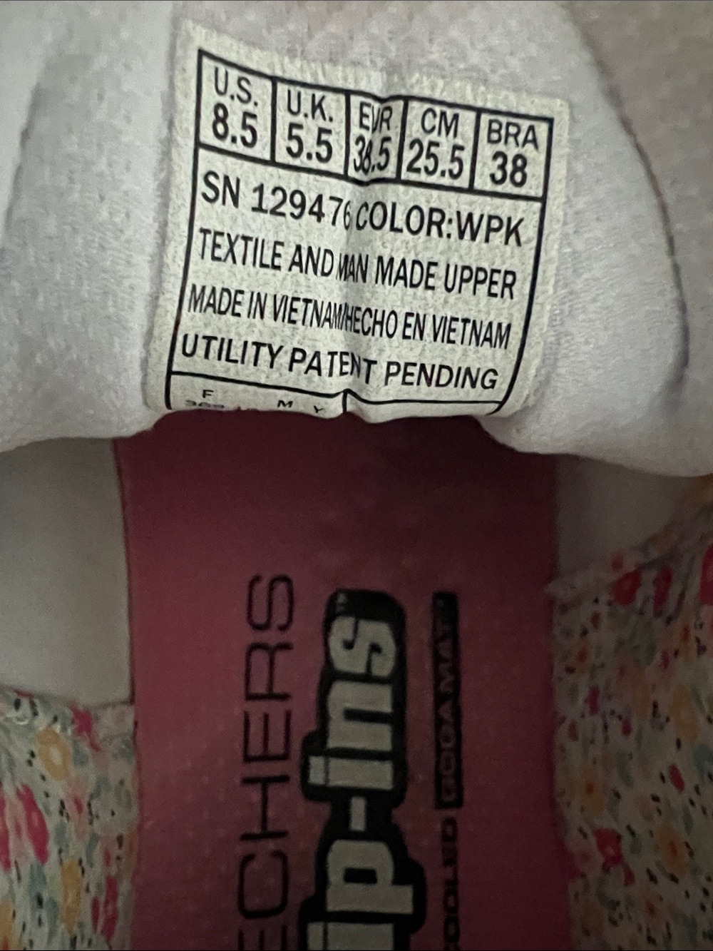 Skechers White Athletic Sneakers with Pink Floral Trim - Picture 5 of 6